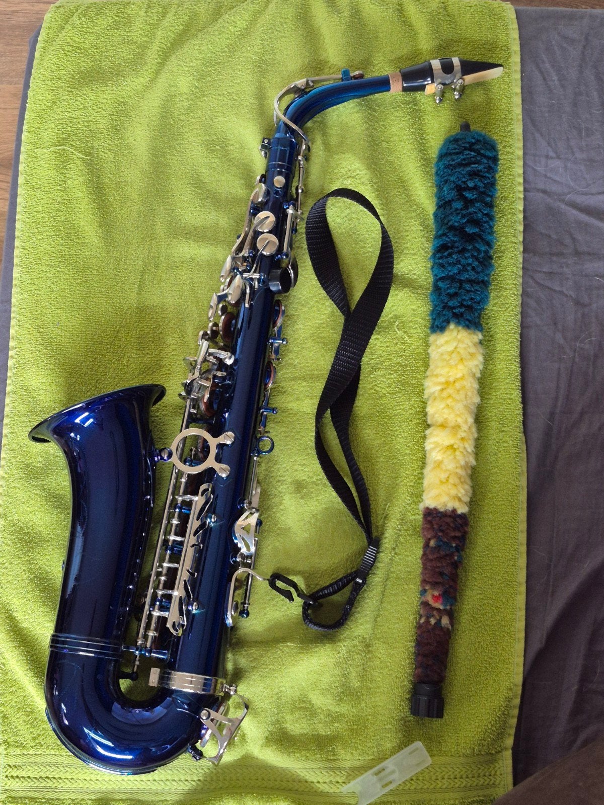Prachtige blauwe altsaxofoon, Ophalen, Gebruikt, Alt