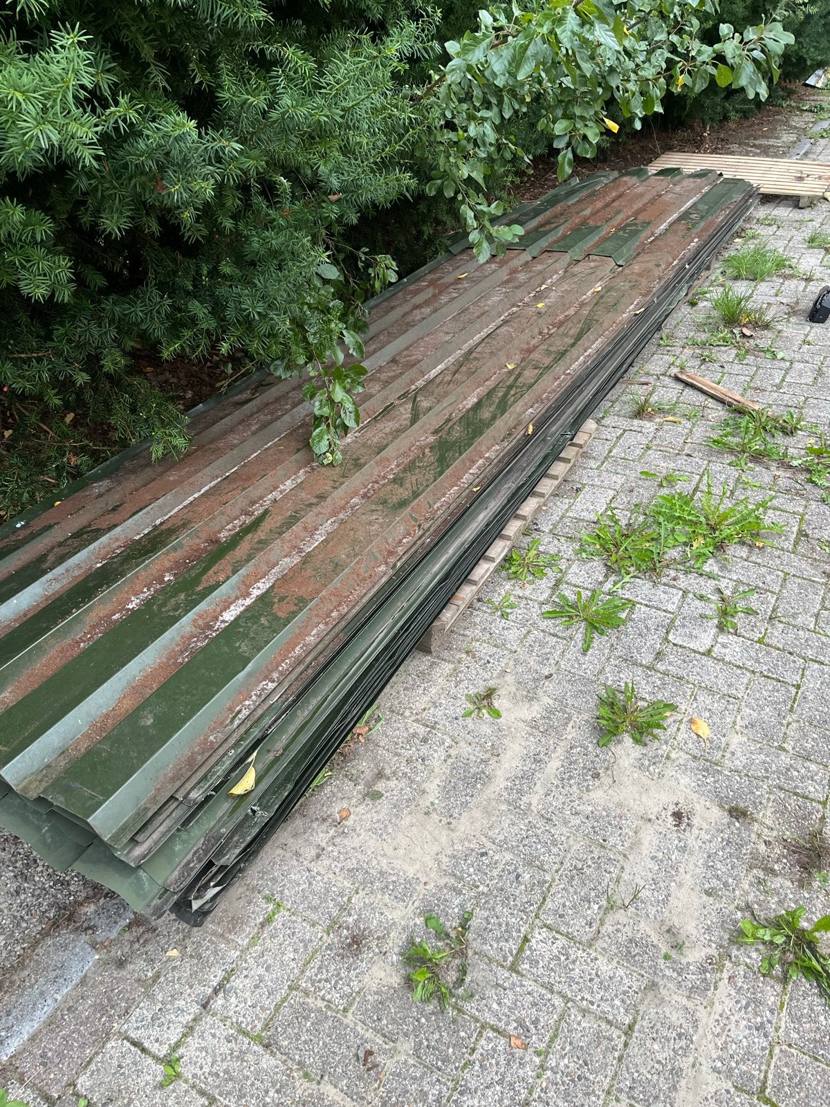 Gebruikte groene golfplaten voor dak of schuur, Doe-het-zelf en Verbouw, Ophalen, Gebruikt, Overige kleuren, 15 m² of meer