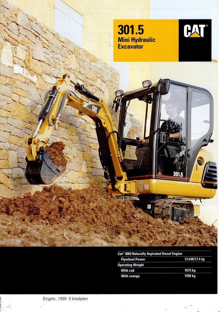 4 brochures Mini Hydraulic excavator, Caterpillar, Ophalen of Verzenden, Zo goed als nieuw, Overige merken