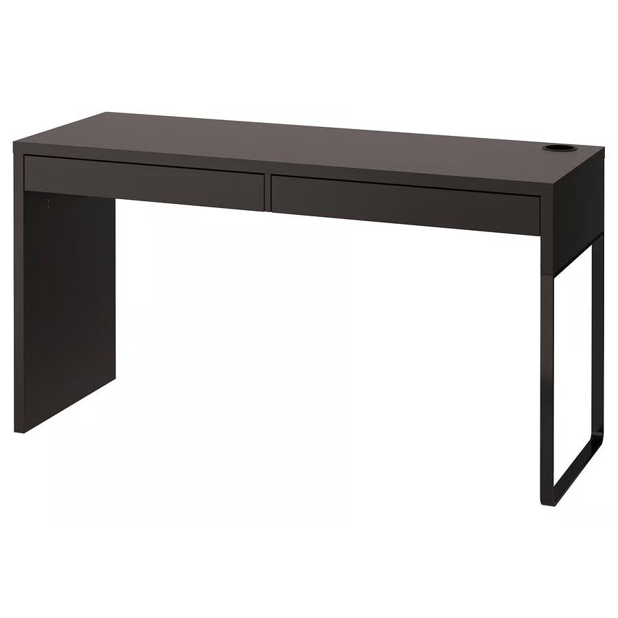 Gratis ophalen - IKEA MALM Bureau met 2 lades - Zwartbruin, Huis en Inrichting, Bureaus, Ophalen, Zwart, Gebruikt, Met lades