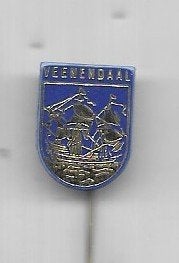VEENENDAAL WAPEN LOGO SPELD BLAUWE UITVOERING, Ophalen of Verzenden, Gebruikt, Stad of Land, Speldje of Pin
