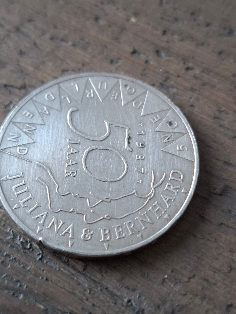 50 gulden munt uit 1987 - zilver - Juliana en Bernhard, Koningin Beatrix, Zilver, Ophalen of Verzenden, Losse munt