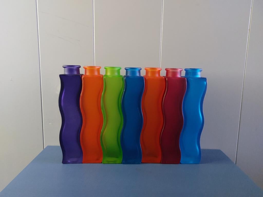 Vintage Ikea golvend vaas glas jaren 90, Ophalen, Zo goed als nieuw, Overige kleuren, Glas