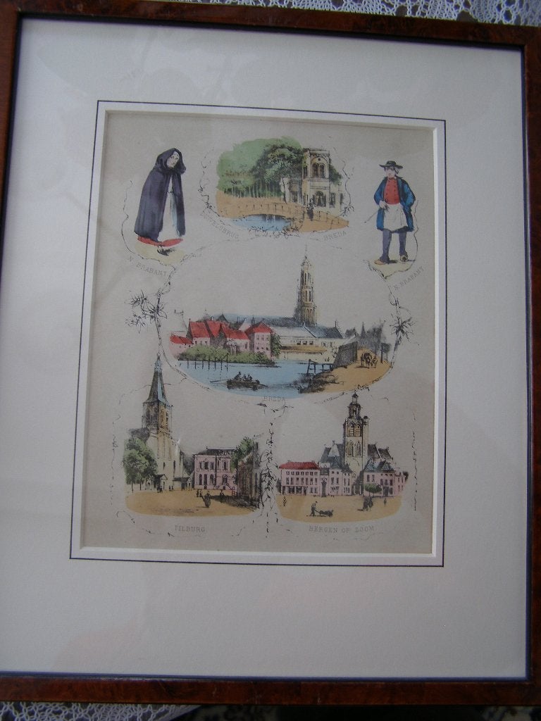 litho N. Brabant Klederdracht Breda, Tilburg, Bergen op Zoom, Origineel, Ophalen of Verzenden, Landschappen, Lithografie