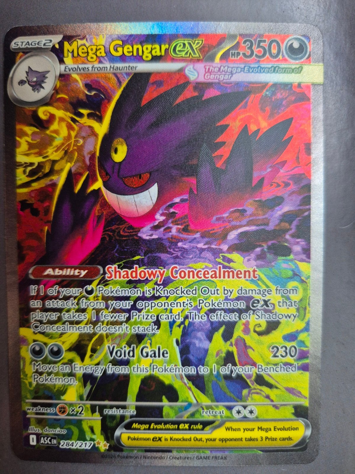 Mega Gengar EX  284/217 ASC, Ophalen of Verzenden, Zo goed als nieuw, Losse kaart, Foil