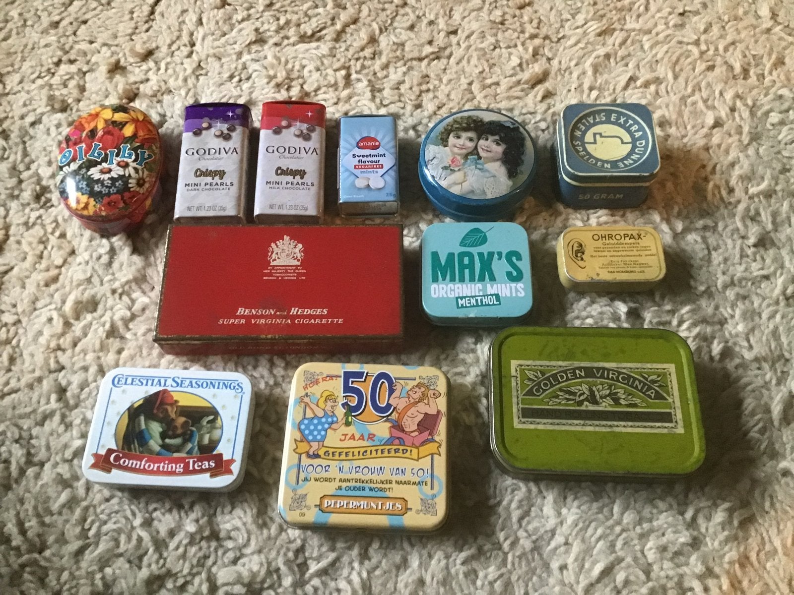 Diverse verzameling vintage blikjes en doosjes opbr giro 555, Ophalen of Verzenden, Gebruikt, Overige, Overige merken