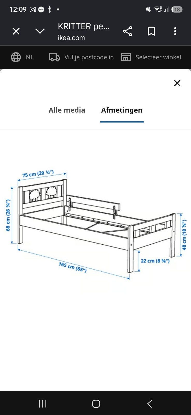 IKEA KRITTER kinderbed wit met lattenbodem, Wit, Zo goed als nieuw, Kinderbed, Hout