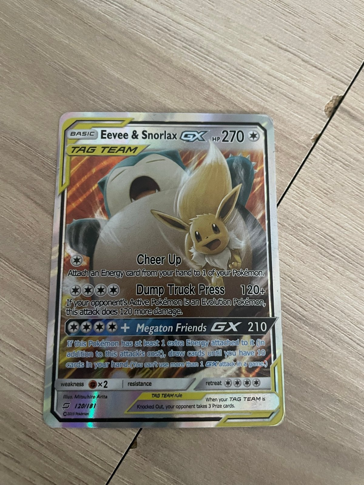 Pokémon Eevee & Snorlax GX TAG TEAM Kaart 120/181, Hobby en Vrije tijd, Verzamelkaartspellen | Pokémon, Ophalen, Zo goed als nieuw
