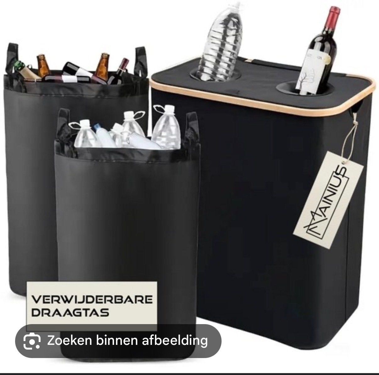 Zwarte statiegeld bak voor lege flessen & blikjes, Huis en Inrichting, Woonaccessoires | Prullenbakken, Nieuw, 40 liter of meer