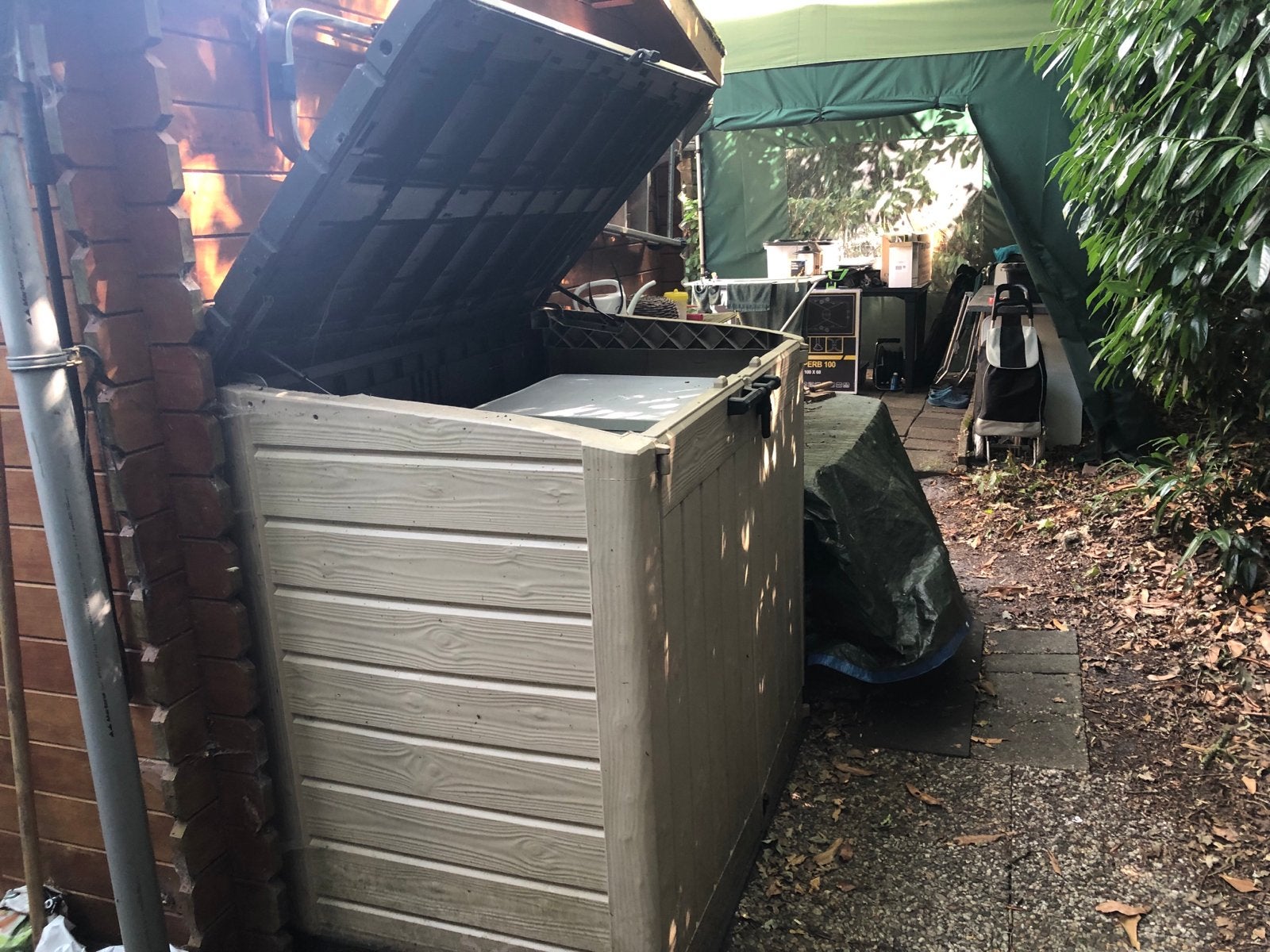 Keter Store it out opbergbox 1200L - Grijs/Donkerbruin, Tuin en Terras, Ophalen, Gebruikt, Kunststof, Overige typen