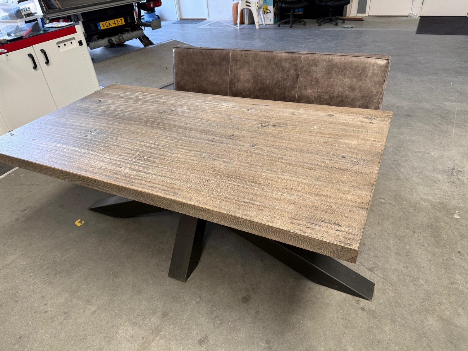 Eettafel met zitbank, Ophalen, Gebruikt, 50 tot 100 cm, 150 tot 200 cm