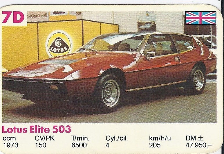 Kw206 Autokaartje Lotus Elite 503, Ophalen of Verzenden, Zo goed als nieuw, Auto's