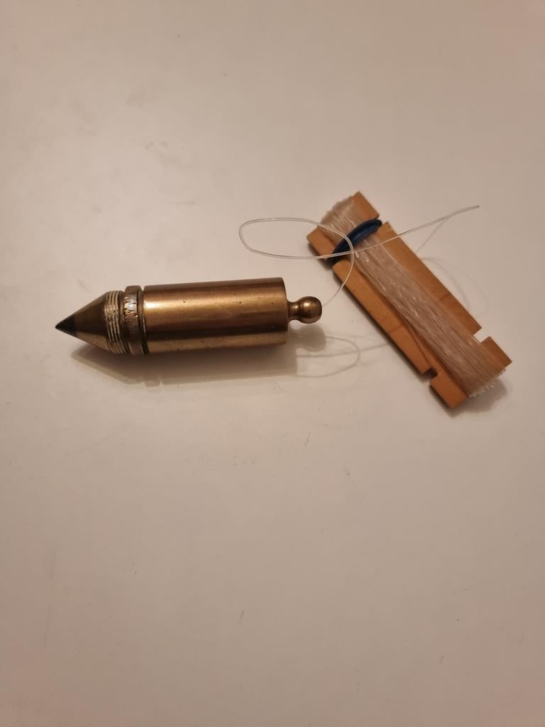 Antiek schietlood met lijn - messing, Ophalen of Verzenden