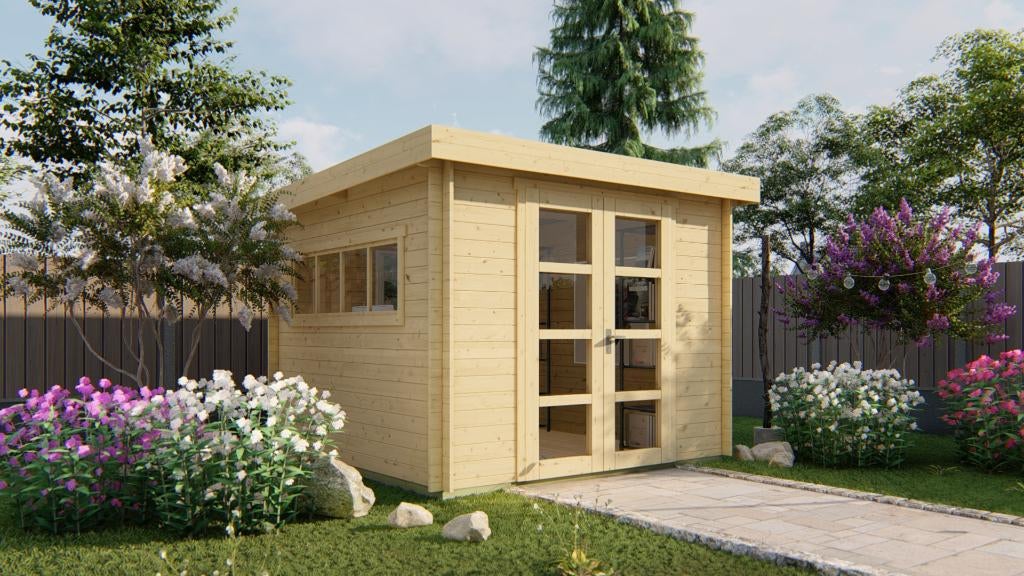 Blokhut - Tuinhuis Bodine | 28 mm | vuren onbehandeld, Verzenden, Nieuw