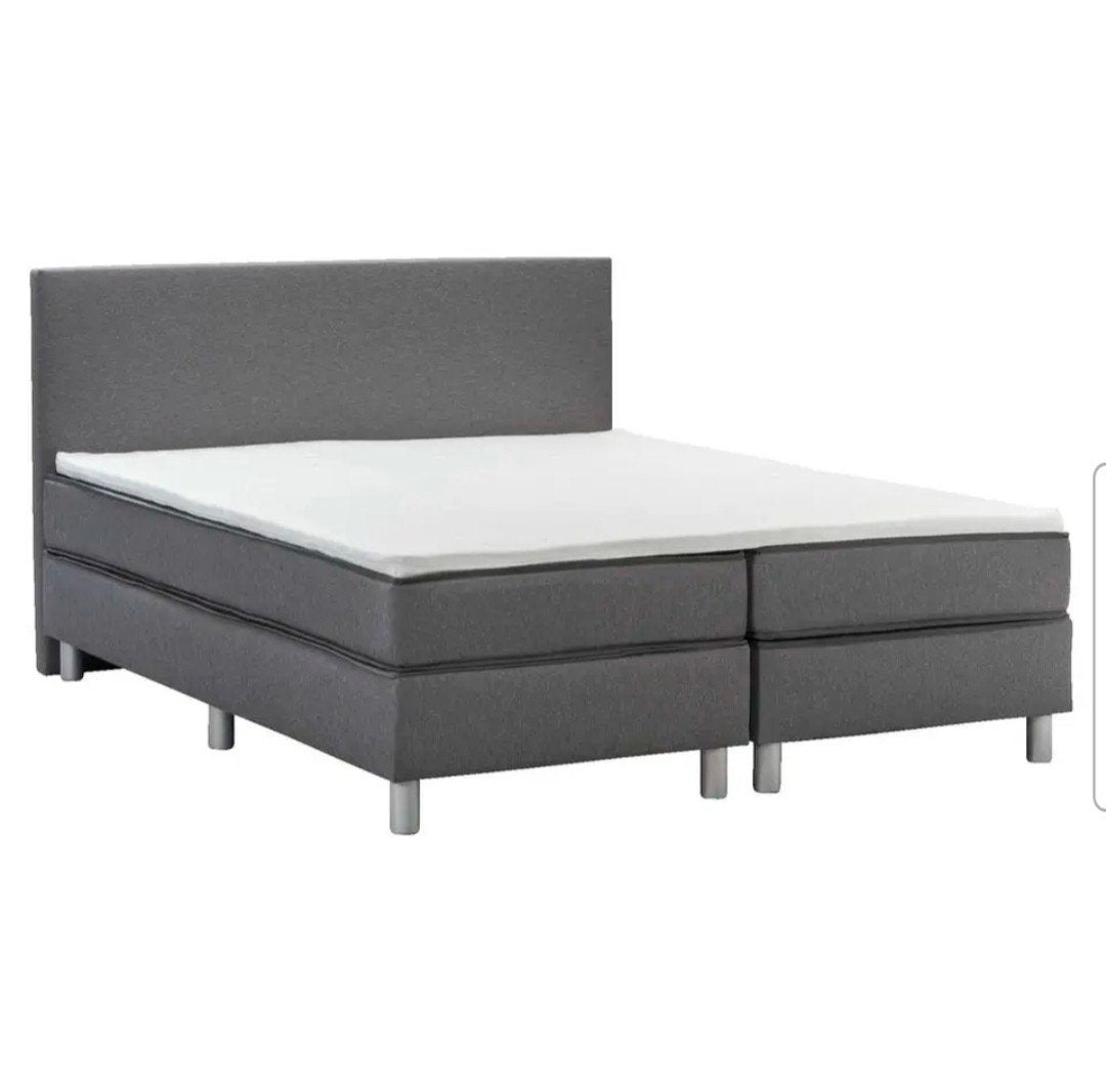 2 persoons boxspring 160x200cm, grijs, Huis en Inrichting, Slaapkamer | Boxsprings, Ophalen, Tweepersoons, Zo goed als nieuw, 200 cm