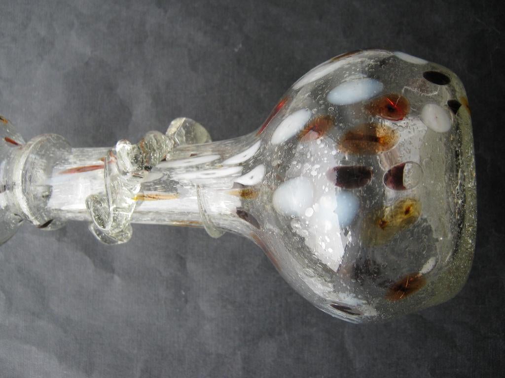 Antiek Glazen Slingervaasje bewerkt., Antiek en Kunst, Antiek | Glas en Kristal, Verzenden