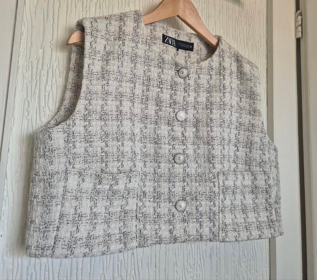 Prachtig ZARA Gilet - Maat XL - Mouwloos Jasje - Wit, Maat 46/48 (XL) of groter, Ophalen of Verzenden, Zo goed als nieuw, Jasje