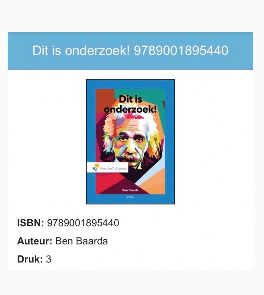 Dit is onderzoek studieboek, Boeken, Zo goed als nieuw, Ben Baarda, Beta, HBO