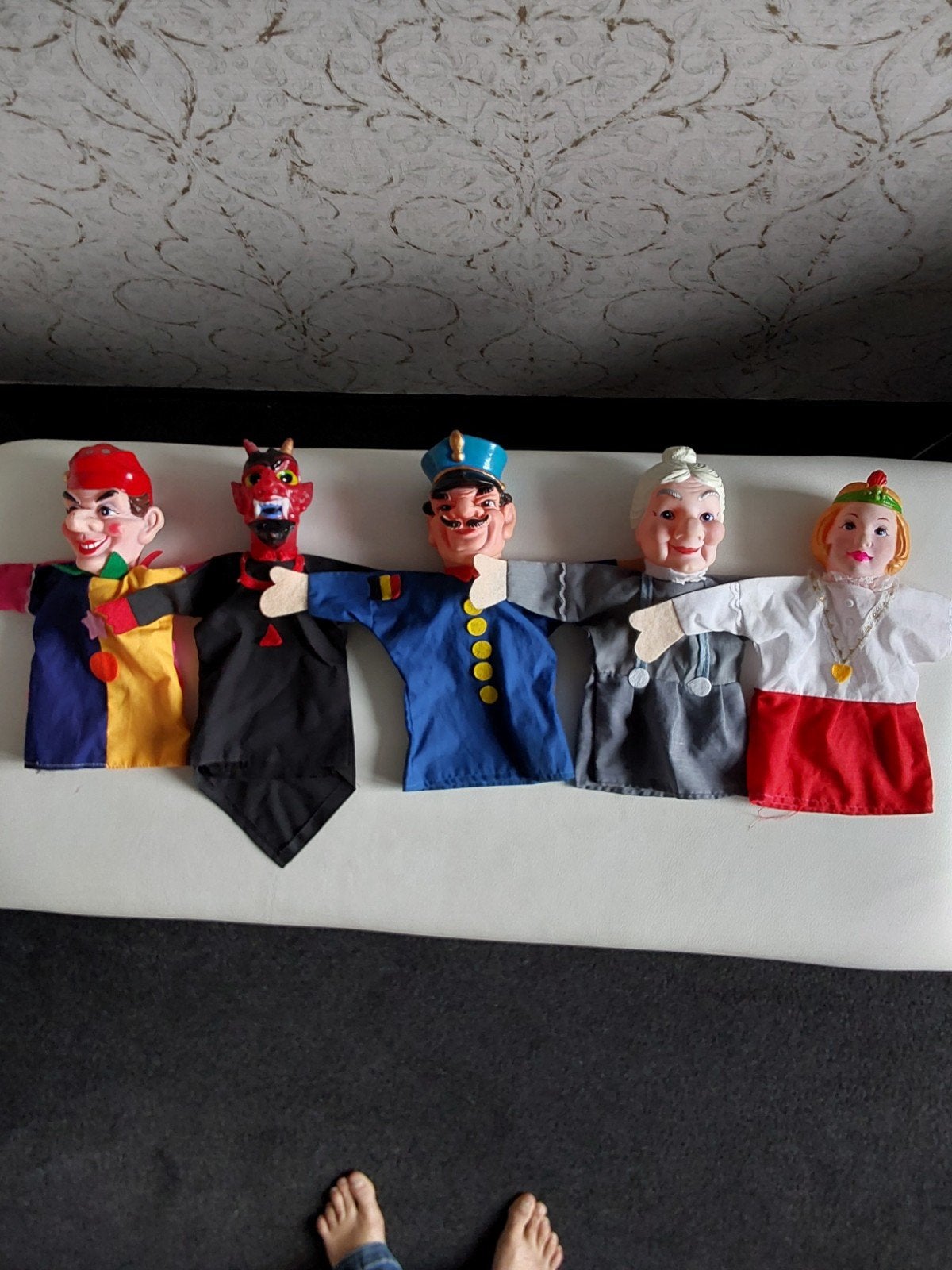 Set van 5 vintage poppenkastpoppen (set 6), Ophalen of Verzenden, Gebruikt, Overige typen