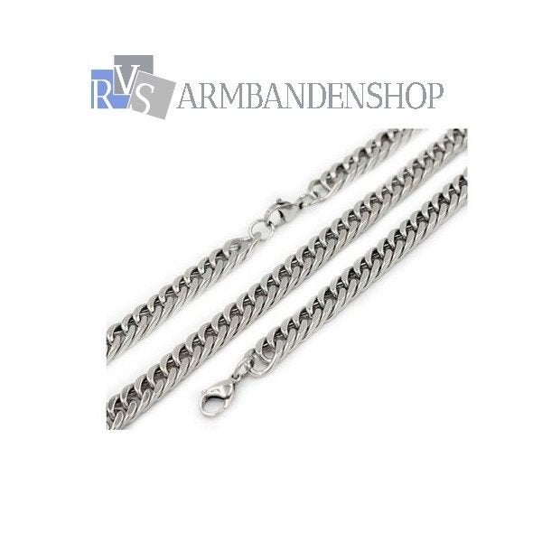 RVS sieraden set brede ketting en armband staal RVS zilver, Verzenden, Nieuw, Zilver, Overige materialen