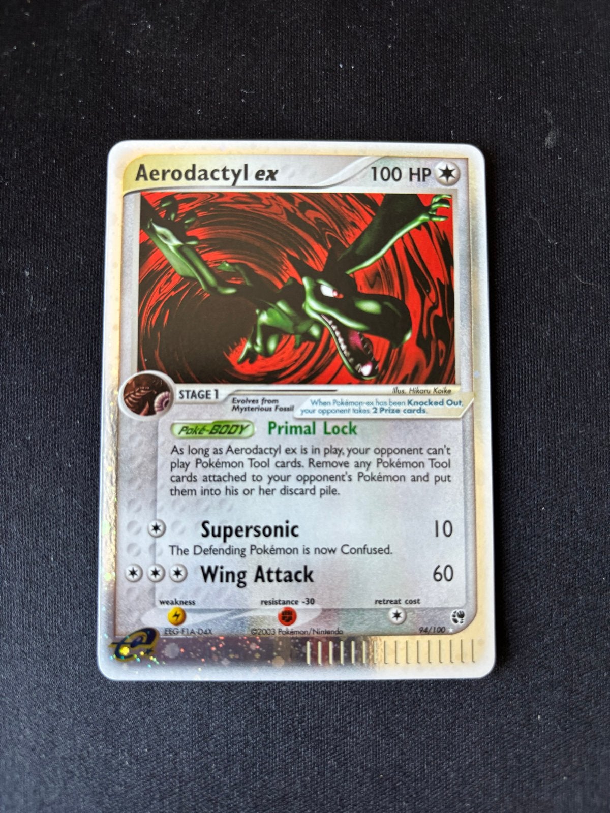 Aerodactyl ex Pokémon kaart (2003) - Zeldzaam, Ophalen of Verzenden, Zo goed als nieuw, Losse kaart