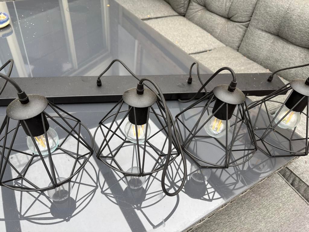 Moderne led lamp met 4 stalen kapjes, Ophalen, Zo goed als nieuw, Modern, Metaal