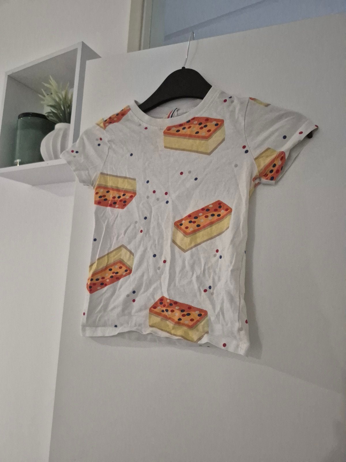 Oranje met wit T-shirt maat 98 met tompouce print, Ophalen of Verzenden, Gebruikt, Jongen of Meisje