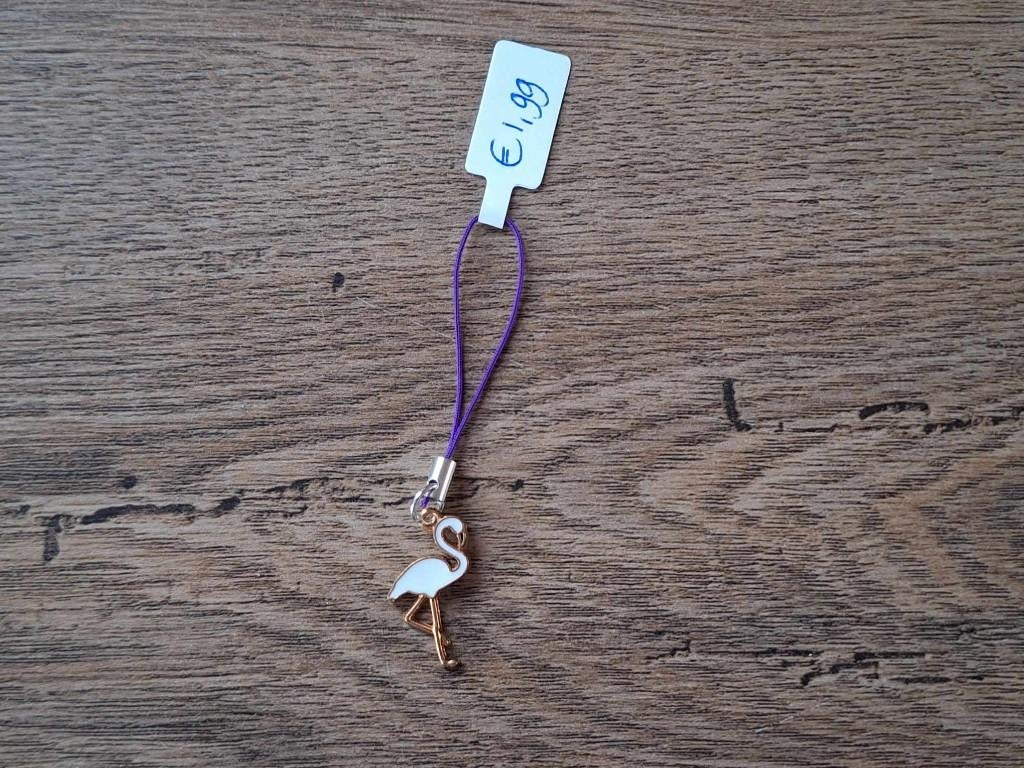 Telefoonhanger : Witte Flamingo !!, Info@keycharms.nl, Nieuw, Medemblik, Telefoonhanger of Accessoire