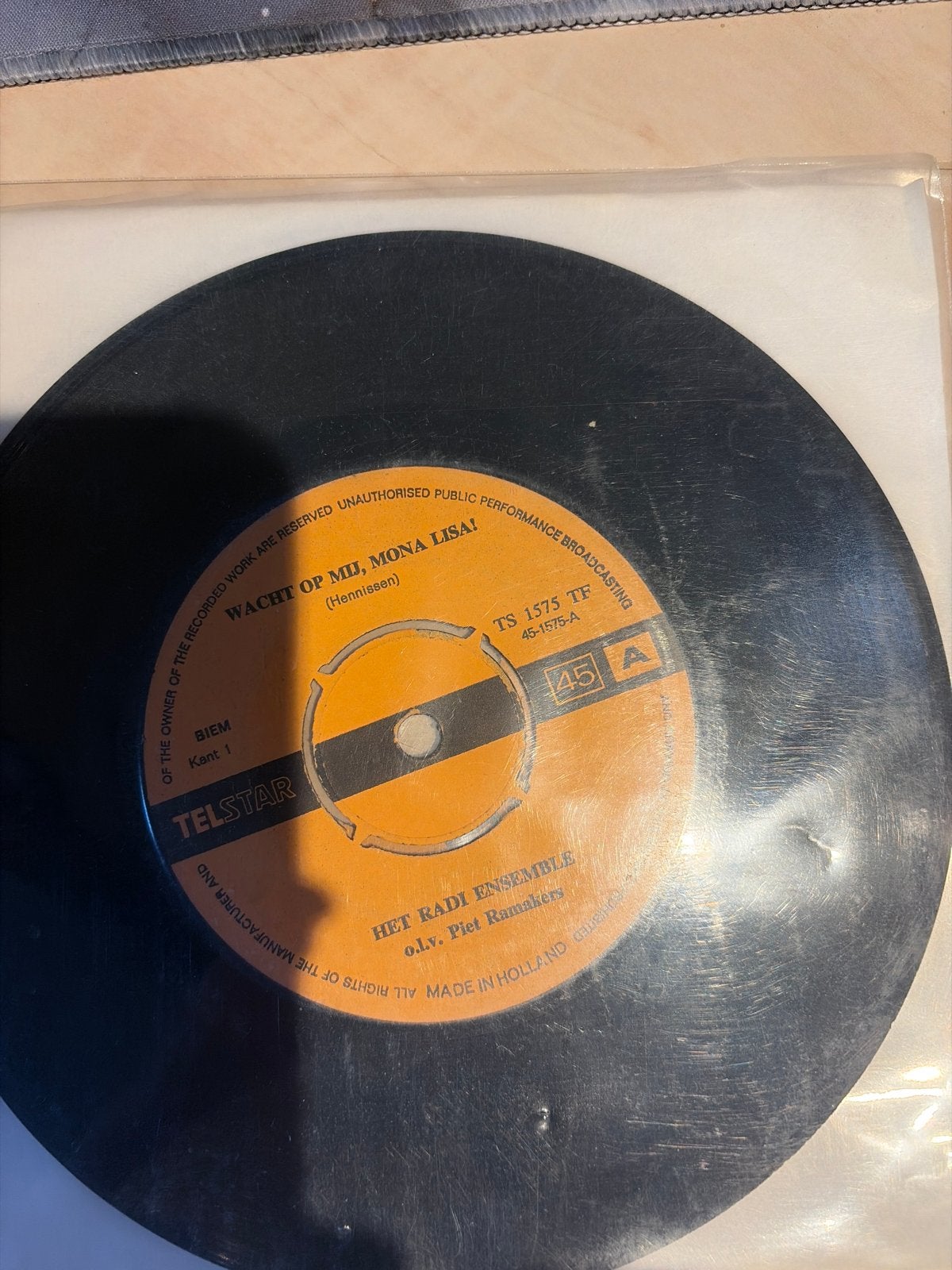 Het Radi Ensemble - Wacht Op Mij, Mona Lisa! (Telstar 45 toe, Gebruikt, 7 inch, Ophalen of Verzenden, EP
