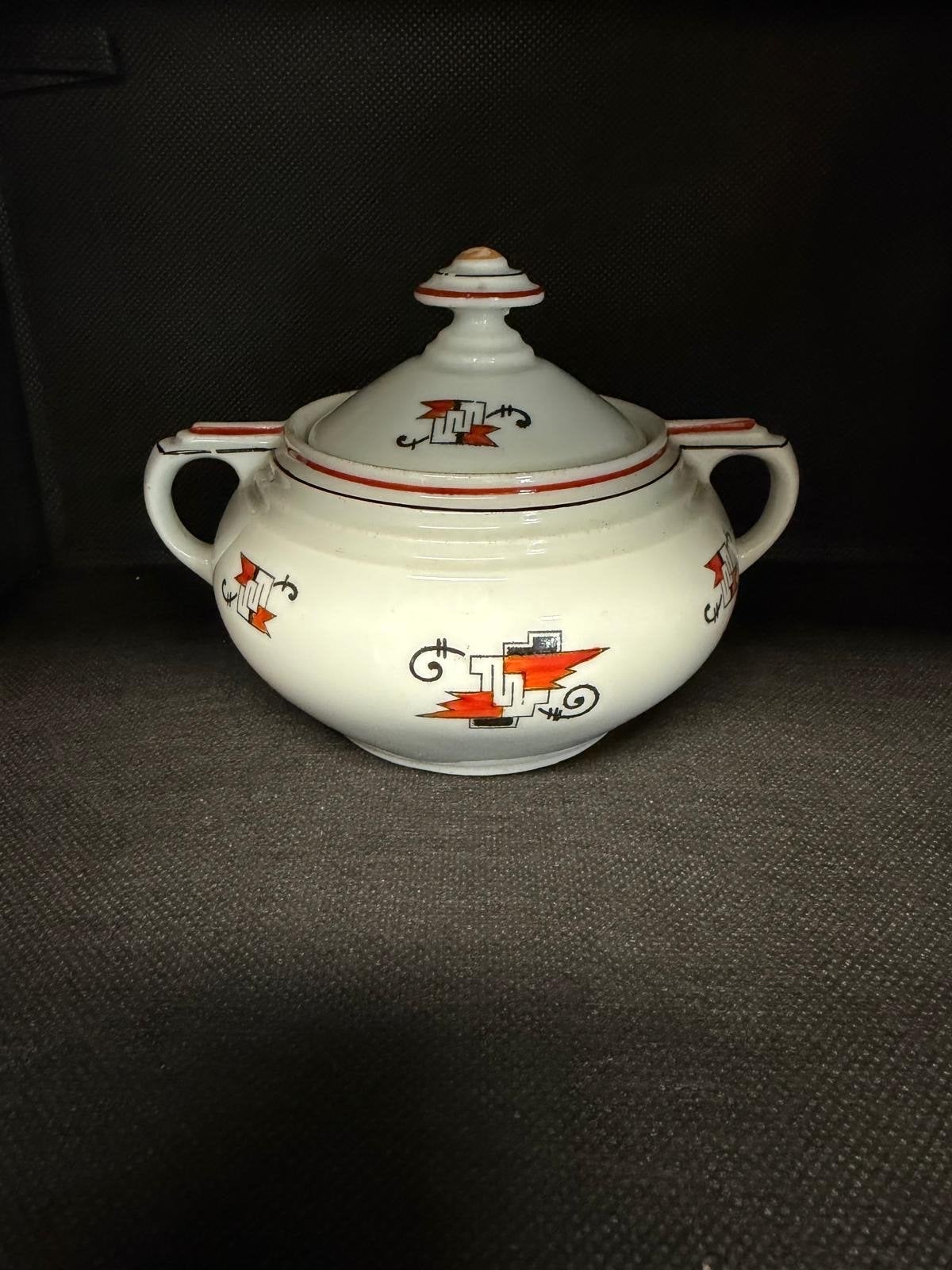 Vintage Suikerpot met Art Deco Decoratie, Antiek en Kunst, Ophalen