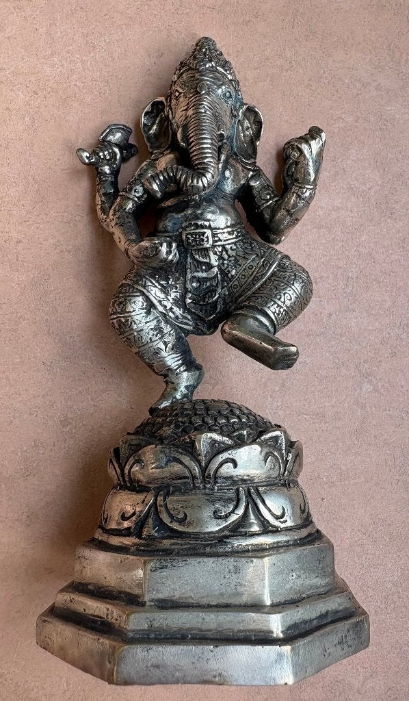 Oud Ganesha beeldje, India, Ophalen of Verzenden, 21 cm, Brons