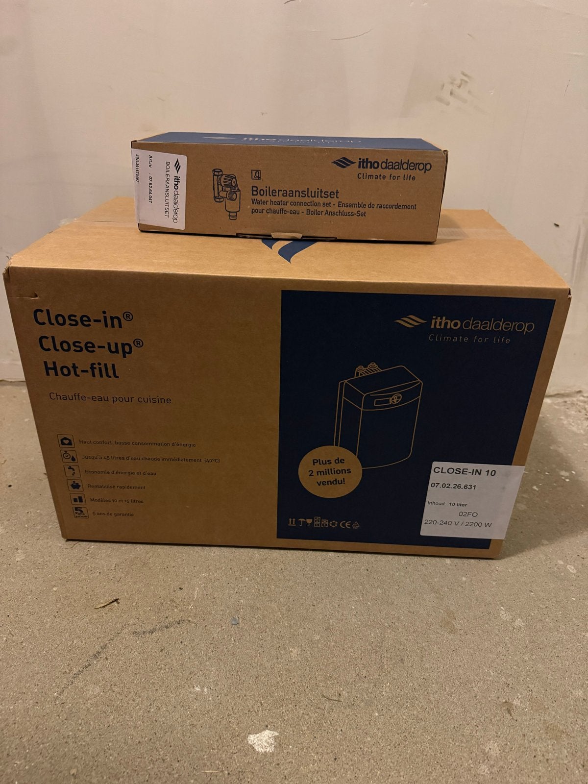 Itho Daalderop Close-in 10 liter boiler met aansluitset, Aardgas, Nieuw, Minder dan 3 jaar oud, Minder dan 20 liter
