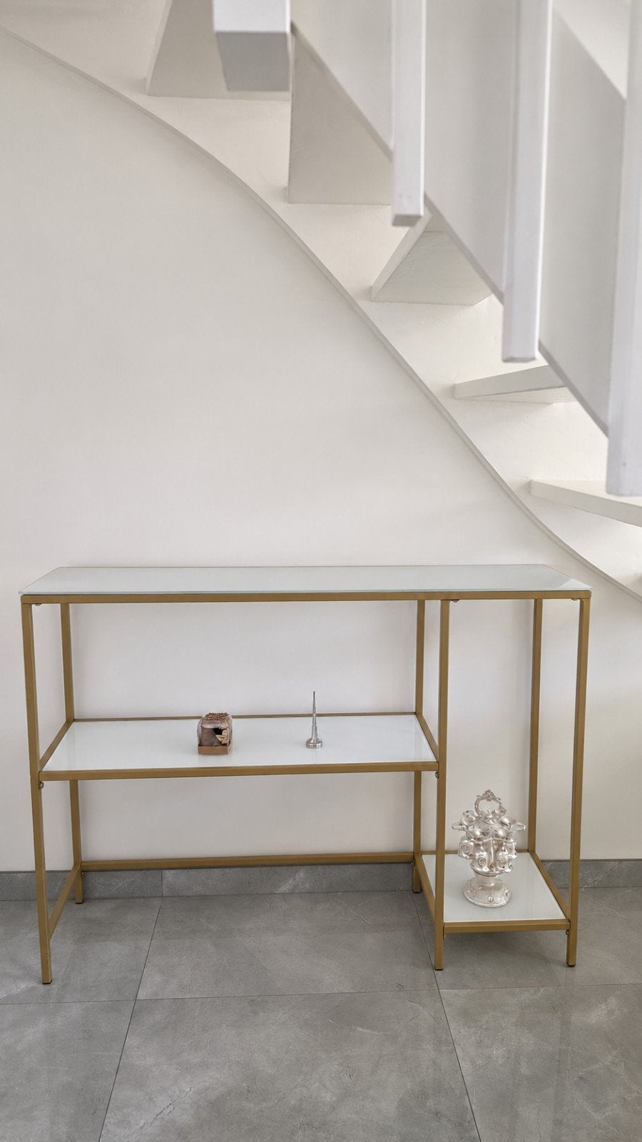 Moderne sidetable / wandtafel met glazen plan, Ophalen, 25 tot 50 cm, Rechthoekig, 50 tot 100 cm