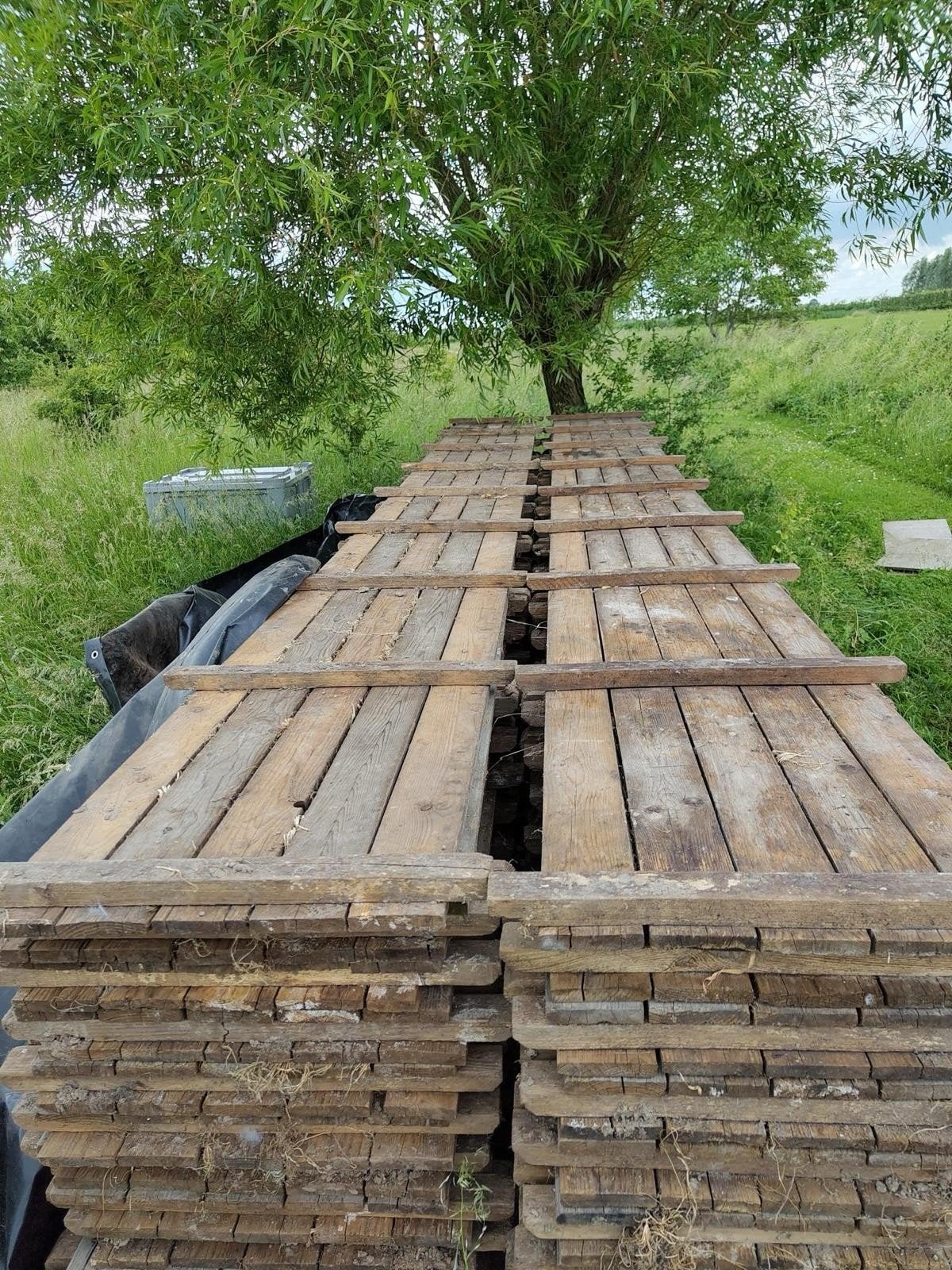 Houten vlonderplanken / terrasplanken 150m2, Ophalen, Gebruikt, Hout