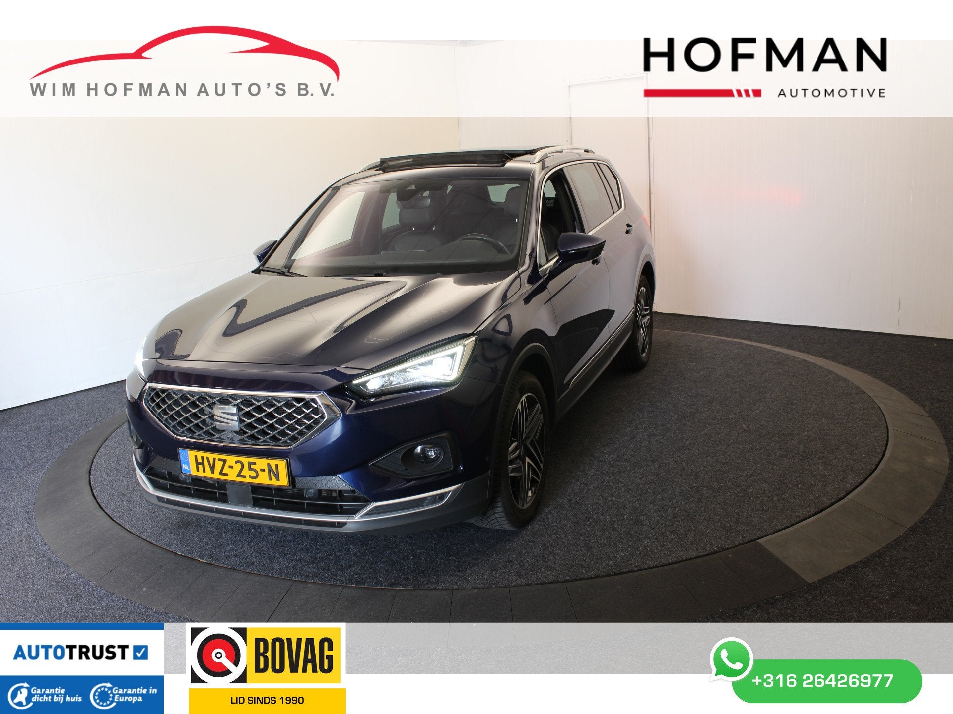 SEAT Tarraco 1.5 TSI FR Pano 360 Camera Trekh Vol Leder Wi, Auto's, Seat, 4 cilinders, 150 pk, Blauw, Bedrijf