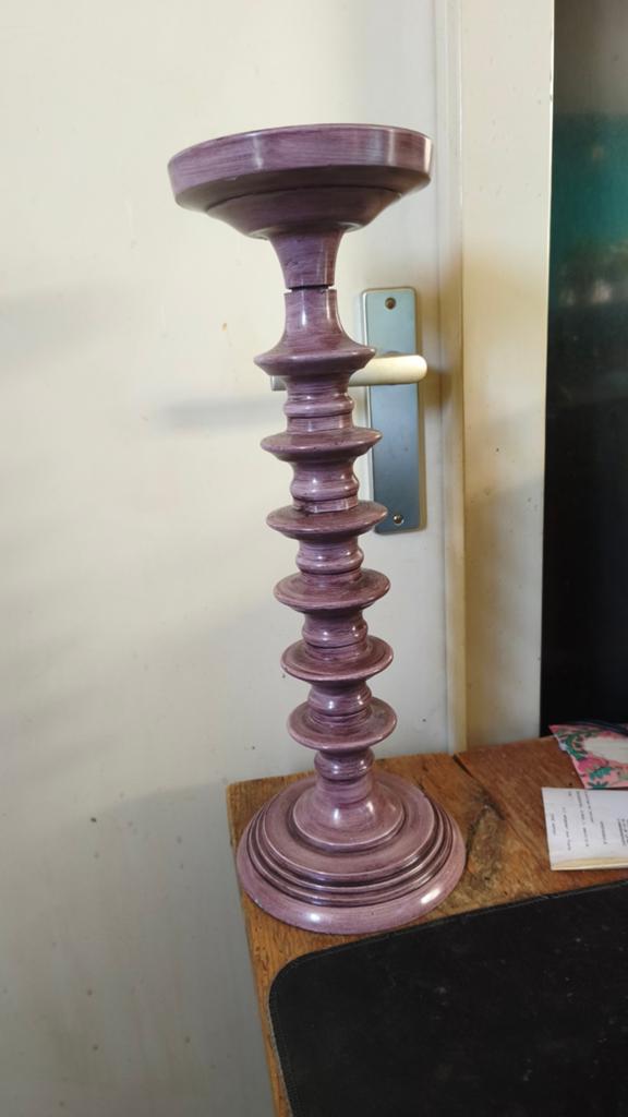 VT Wonen Kandelaar - Paars/Lila Houten Kandelaar, Gebruikt, Overige kleuren, 25 tot 50 cm, Ophalen of Verzenden