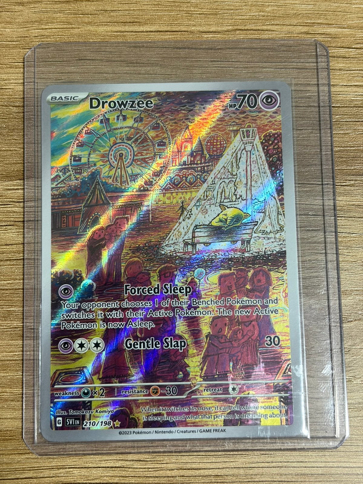 Drowzee illustration art rare, Ophalen of Verzenden, Zo goed als nieuw, Losse kaart, Foil