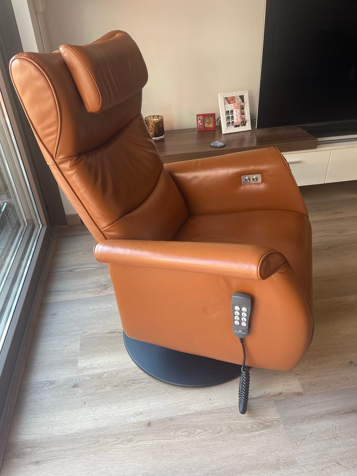 Prominent Relaxfauteuil - Bruin Leer, Elektrisch Verstelbaar, Ophalen, Gebruikt, Bruin, Leer