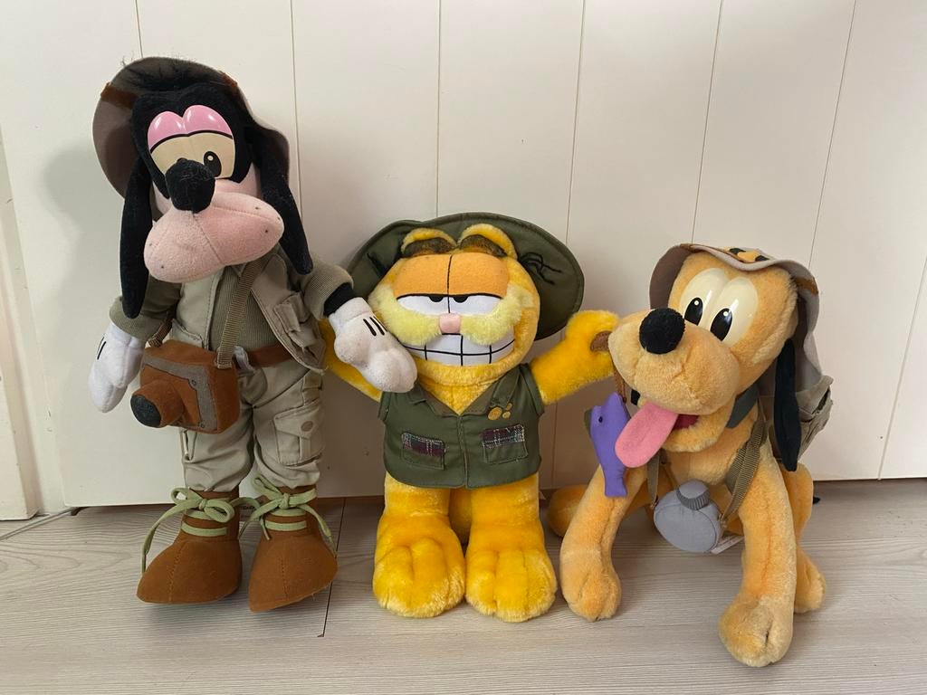 Disney Safari Knuffels - Goofy, Pluto en Garfield, Verzamelen, Ophalen of Verzenden, Overige figuren, Zo goed als nieuw, Beeldje of Figuurtje