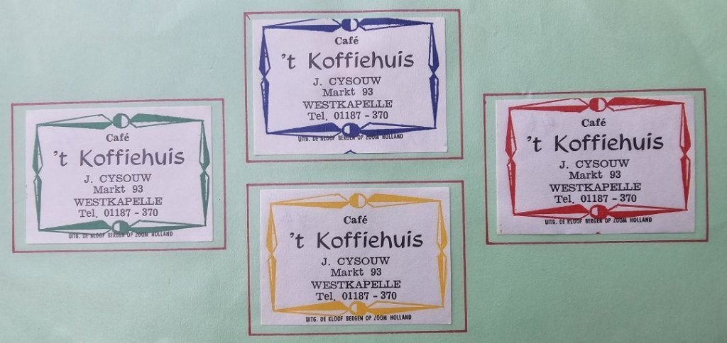 Café ’t Koffiehuis J. Cysouw te Westkapelle, Ophalen of Verzenden, Zo goed als nieuw, Luciferdoosjes of -merken