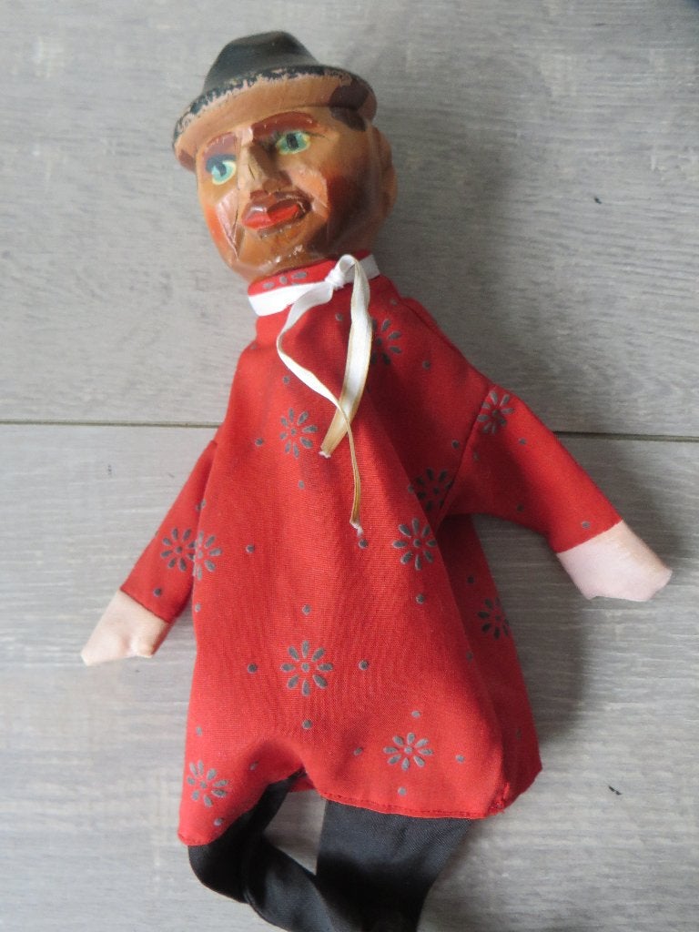Vintage poppenkastpoppen (houten koppen), Ophalen of Verzenden, Gebruikt, Overige typen