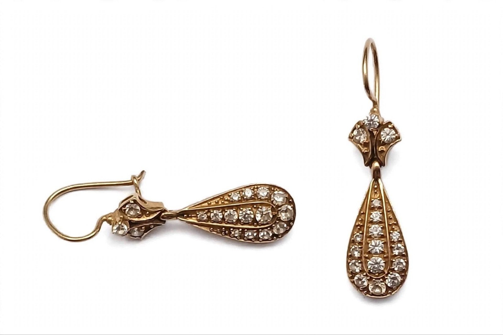 vintage 14 karaats oorbellen, Gebruikt, Ophalen of Verzenden, Met edelsteen, Goud