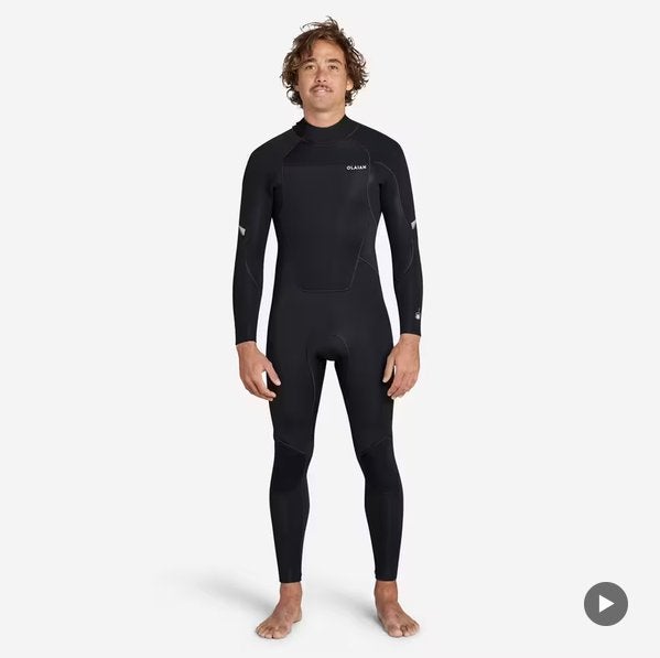 Wetsuit 500 heren neopreen 4/3 mm zwart Decathlon maat L, Watersport en Boten, Wetsuit, Ophalen of Verzenden, Zo goed als nieuw