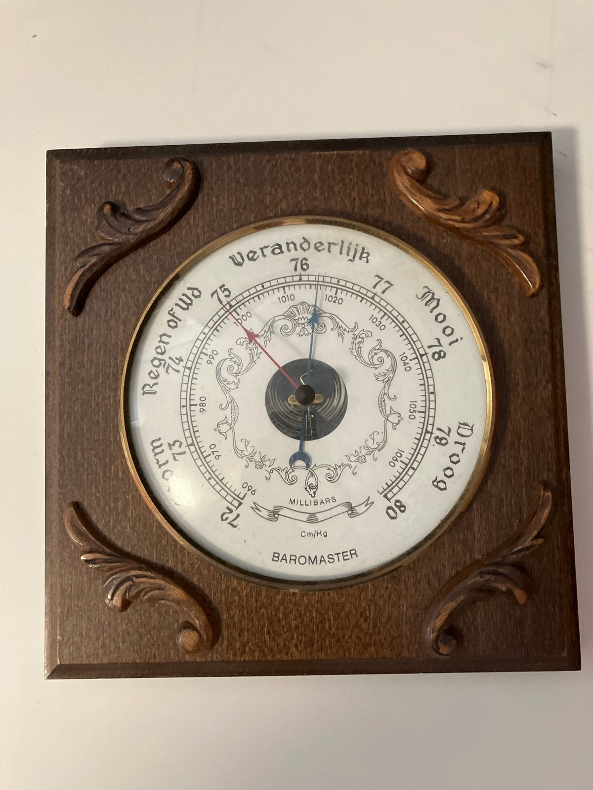 Vintage Barometer - Houten Wanddecoratie, Ophalen of Verzenden, Gebruikt, Barometer