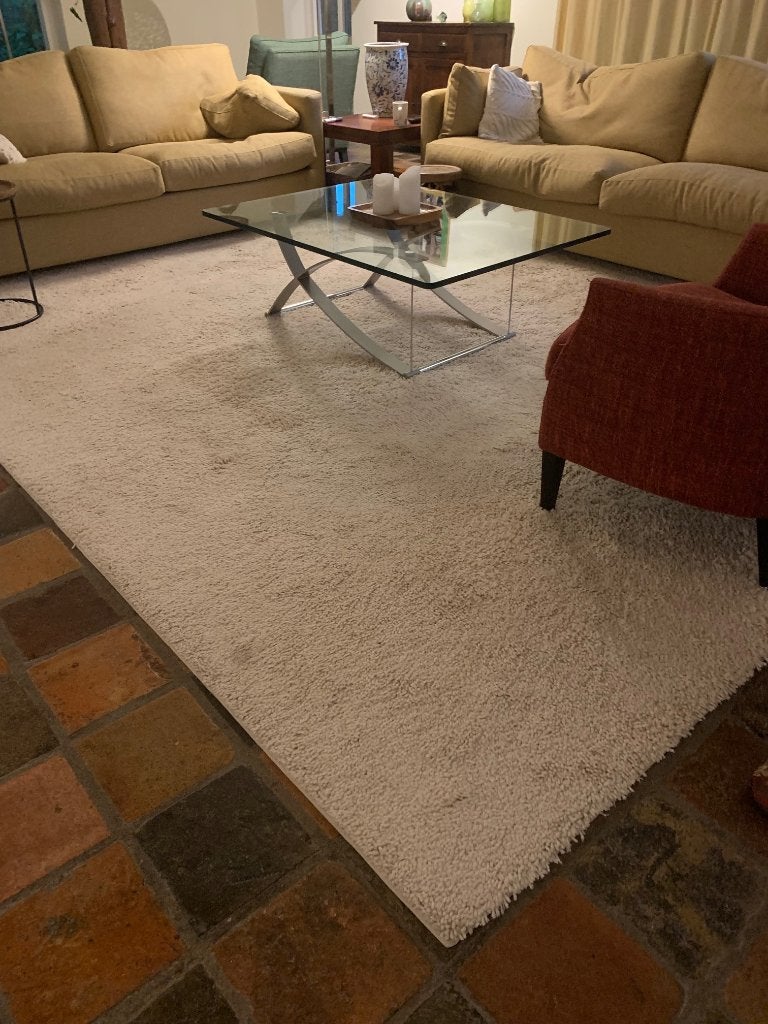 Groot creme wollen vloerkleed, Ophalen, Gebruikt, 200 cm of meer, 200 cm of meer