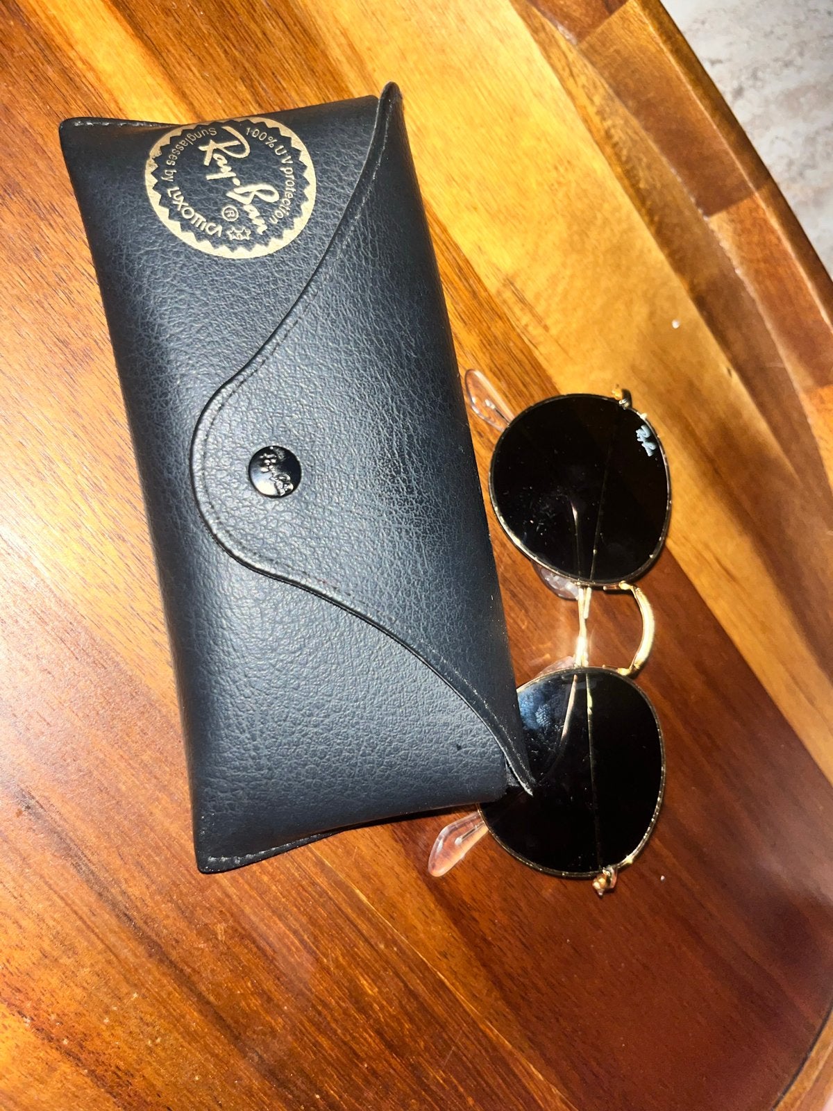 Ray-Ban RB3447 Round Metal 9196/48 Polarized Goud, Gebruikt, Zonnebril, Geel, Ophalen of Verzenden