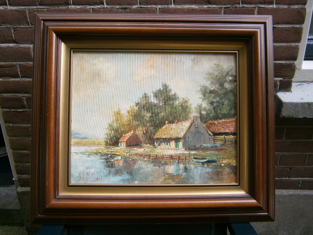 Jan Hendrik Miller, olieverfschilderij, gesigneerd, klassiek, Doek, Realistisch, Ophalen of Verzenden, Olieverf