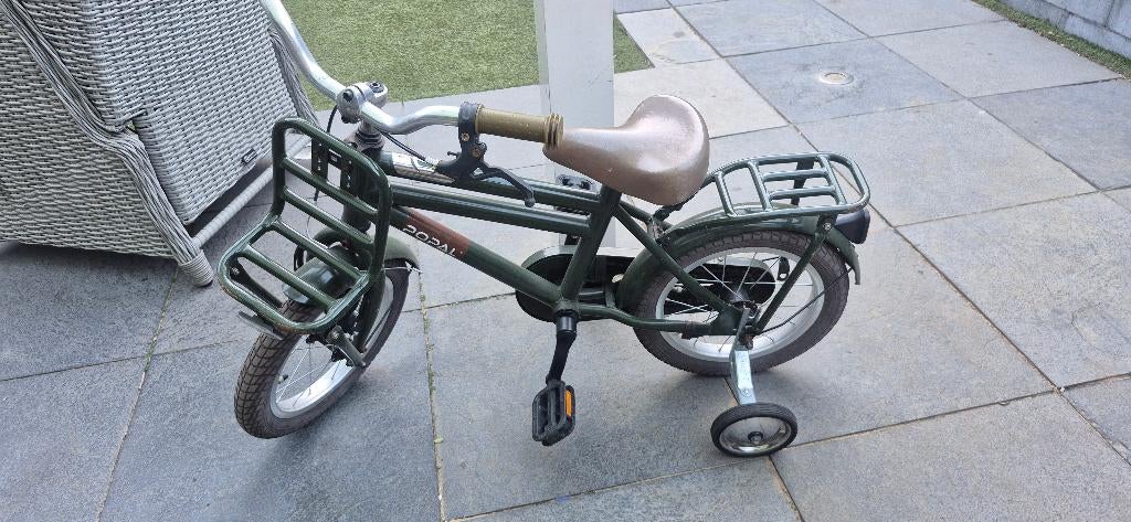 Popal Cooper - Kinderfiets - Jongens - Groen, Zijwieltjes, Gebruikt, Ophalen of Verzenden, Minder dan 16 inch