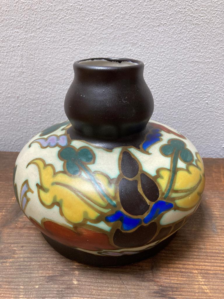 Art Deco C.M. Bergen plateel vaas 1930, Antiek en Kunst, Ophalen