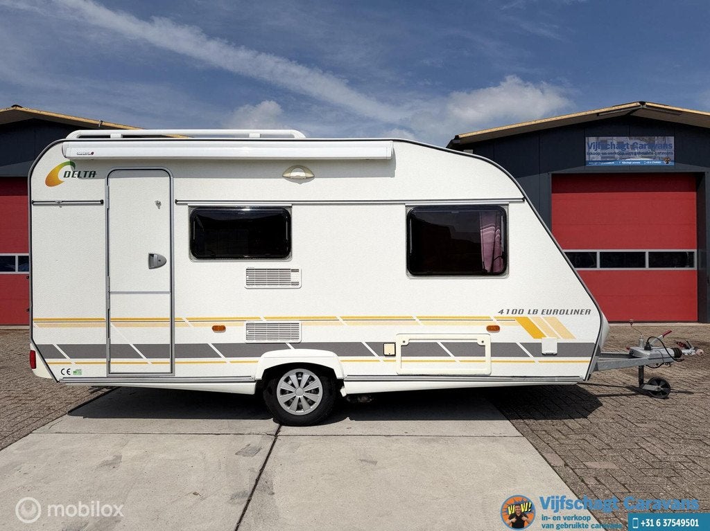 Delta Euroliner 4100 LB Incl dakluifel en mover, Caravans en Kamperen, Bedrijf, 750 - 1000 kg, 6 tot 7 meter, Schokbreker